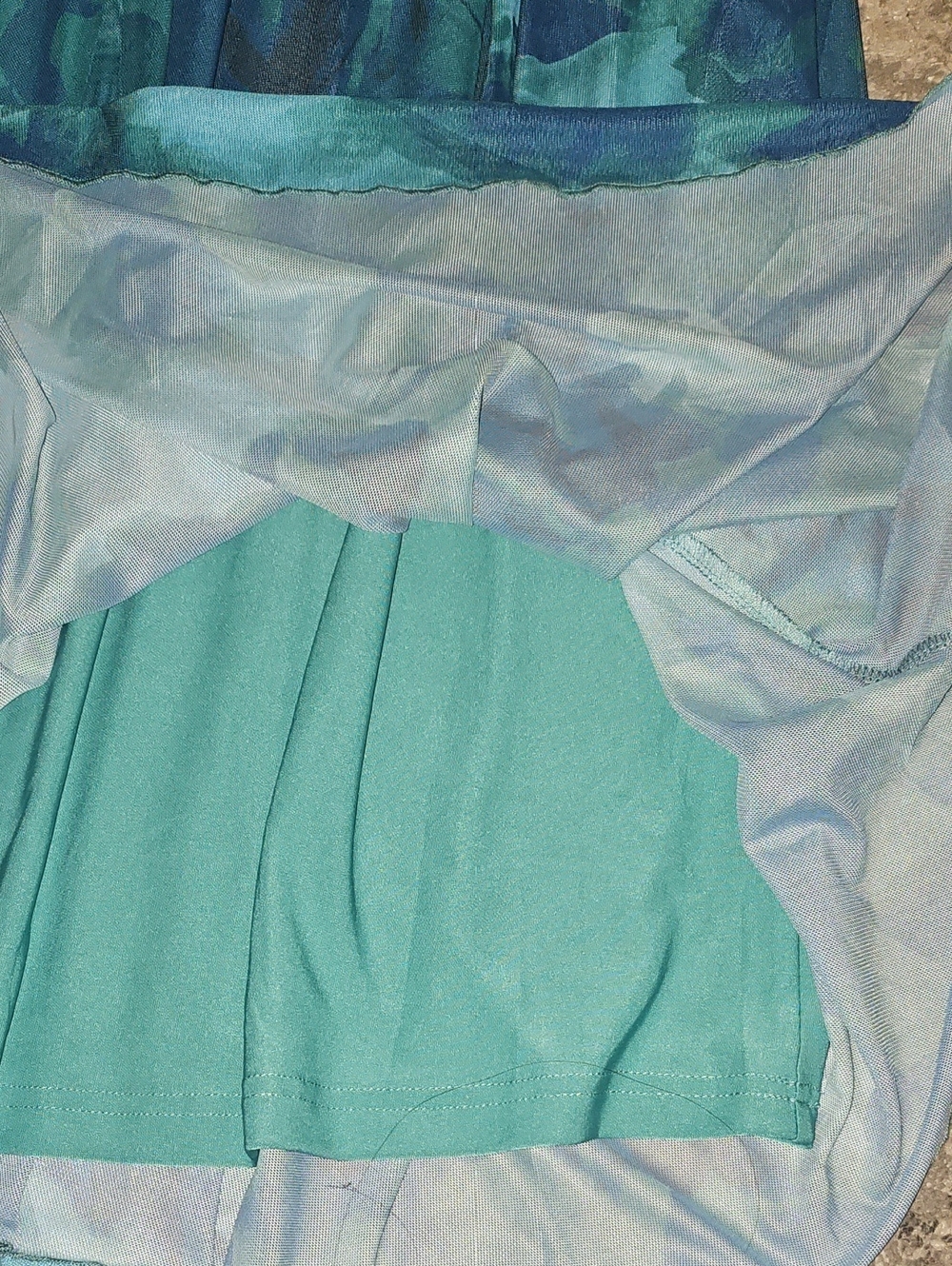 BTFBM Blue Green Floral Mesh Dress XL - Picture 6 of 8